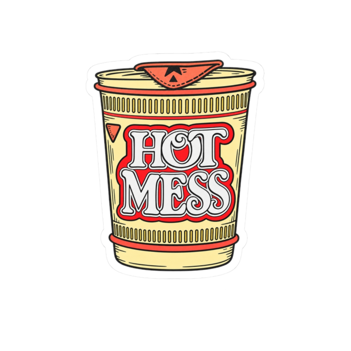Hot Mess Noodle Cup Sticker | Kiss-Cut Vinyl Sticker | Alix Earle & Ashtin Earle Merch | Earl Meets World Merch - alternate angle 3, merchandise
