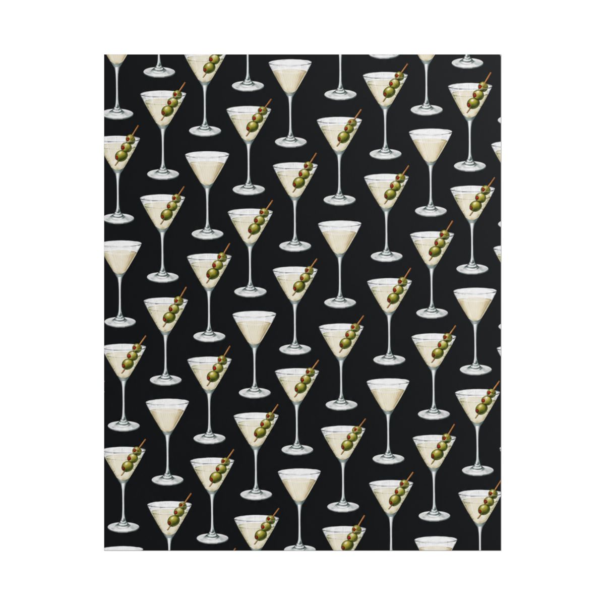 Martini Olive Pattern Rolled Poster | Cocktail Bar Art, Retro Drink Print | Ashtin Earl Merch - alternate angle 1, merchandise